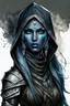 Placeholder: create an iconic female fantasy Pathfinder RPG full body dark elf rogue character illustration with highly detailed facial features in the art style of Wayne Reynolds, ink wash and watercolor, 8k, ArtStation, DeviantArt