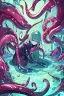 Placeholder: Slime, darkredtones, women with tentacles, leaning pose,