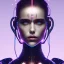 Placeholder: singer Danish MØ face, lumen lighting, led lights, <hanging wires> many wires connected to the head<perfect pupil> <cyborg> <garage> <sci-fi futuristic>