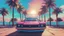 Placeholder: comic book illustration looking straight ahead,synthwave colors in Miami beach, sunshine, blue sky, art inspired in GTA VI game, cinematic light, 4K, no cars