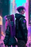 Placeholder: Science fiction, cyberpunk, city, couple girl and guy, together, love at first sight