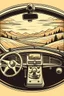 Placeholder: A vintage car phone with a curly cord, attached to the dashboard of a classic automobile. A scenic mountain highway stretches out in the background through the open window. Style: Retro travel, Mood: Adventurous, Lighting: Warm sunlight streaming through the window, T-shirt design graphic, vector, contour, white background.