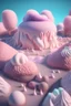 Placeholder: detailed peaceful landscape made of cake frosting, cotton candy, ice cream, strong texture, extreme detail, octane render