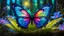 Placeholder: glass butterfly, on neon flower in enchanted forest, ultra detailed, realistic, ral-dissolve, vivid colors, volumetric lighting,