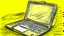 Placeholder: sketch with old yellow background of a laptop