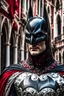 Placeholder: Carnaval de Venecia hermosa imágen de hombre con disfraz de Batman estilo carnaval de venecia color negro rojo y blanco vestido intrincado hiper detallado calidad ultra increíble obra de arte