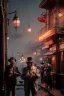 Placeholder: American shot view, old Asian man + little monkey, cabaret scene, steampunk. Sunglasses, smoking, happy, hot. Many people background, highly detailed, concept art, unreal engine 5, god rays, ray tracing, RTX, lumen lighting, ultra detail, volumetric lighting, 3d, finely drawn, high definition, high resolution.