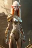 Placeholder: painting of a tall elven young woman with short light orange hair and freckles on the cheak bones and tall body of a topmodel light armor, full body, ultra realistic, concept art, intricate details, eerie, highly detailed, photorealistic, octane render, 8 k, unreal engine. art by artgerm and greg rutkowski and charlie bowater and magali villeneuve and alphonse mucha