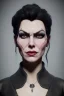 Placeholder: Lene Nystrøm as evil queen in black leather, busty, cleavage, voluptuous, angry, stern look. character design by cory loftis, fenghua zhong, ryohei hase, ismail inceoglu and ruan jia. unreal engine 5, artistic lighting, highly detailed, photorealistic, fantasy