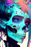 Placeholder: a close up of a person with a skull on their head, anime skull portrait woman, scary detailed art in color, hiroyuki-mitsume takahashi, nychos art aesthetic, half woman half skeleton, anime cyberpunk art, colored manga art, rossdraws pastel vibrant, cold colors. insanely detailed, beautiful anime portrait, stunning anime face portrait, scary art in color