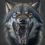 Placeholder: black alpha wolf baring teeth photorealistic