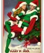 Placeholder: two elves. woman and man. Christmas scene. poster. marvel comic. low-key