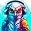 Placeholder: Illustrative sketch of a humanoid owl in music with headphones, ultra quality, hyper detailed, graffiti, concept art, maximalism, 8k