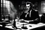 Placeholder: Mickey Spillane’s Mike Hammer in the shadows of his detective office, he is a silhouette, a bottle of whiskey and a glass on the desk, a cigare fumes in his hand extended to the glass. The silhouette could be a man or a woman