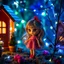 Placeholder: A blythe dolls surpised, in fairy lights