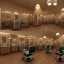 Placeholder: inside modern barber shop in osmanic style,türkis, 8k, extremly detailed, wohlhabend, cinema4d, 3d render, creative, complex, shining, much light, cannabis