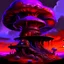 Placeholder: A fantabulous black, orange, and purple(((mushroom tower house))) erected atop a (geologic pillar), surrounded by the uncanny imaginative ((( swirling skies))), offset by the stark hues of a (neon-tinged nebulous space scape), within. captured by the hand a skilled master painter with a focus on (softly blurred compositions and voluminous lighting).