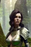 Placeholder: milf, brunette hair, leather armor, stand on a rock, forest, 8k resolution, high-quality, fine-detail, intricate, fantasy art, detailed matte, volumetric lighting, illustration, 3D