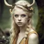 Placeholder: pretty girl, aged 19, blonde, conventionally attractive, dreamy, faun, satyr, tribal