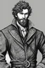 Placeholder: man, age 20, medieval, fighter, russian, croocked nose, czar, rich, simple clothes, short messy hair, thick beard, oligarch, leather coat with fur, brocade clothes, pencil drawing, black or red hair, muscles