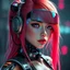 Placeholder: a pretty cyberpunk girl, cyborg, bright hair, futuristic