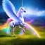 Placeholder:  surreal illustration of a unicorn on luminous landscape, realistic, unicorn with glowing wings, glowing soft and smooth wings, shadow, highly detailed, intricate patterns on wings, soft studio lighting, smooth dark blue background 64k