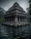 Placeholder: A dark gray submerged temple designed in Mayan architecture