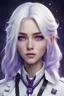Placeholder: The image serves as a character reference. Girl with snow-white hair and purple eyes, military doctor