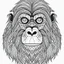 Placeholder: Orangutan, front view, mandala, minimal lines, cartoon, white back ground color, real style, realistic, minimalistic, minimal black line art, line art, crisp line art, unique coloring sheet, outlined, outline, crisp, crisp line edges, illustration, thin lines, crisp clear lines, line art, clean line art, unique, 8k, amazing, masterpiece, no colors, no dark color, no black color, avoid thick black, minimalistic line edges, pure white back ground, image character full fit to page,