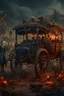 Placeholder: Bosch nightmares paint inf style Title: "wagon steam , insanely detailed octane render trending on artstation, 8k artistic photography, photorealistic concept art, soft natural volumetric cinematic perfect light, chiaroscuro, award-winning photograph, masterpiece, oil on canvas, Raphael, Caravaggio, Greg Rutkowski, people, beksinski, Giger