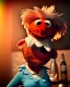 Placeholder: Pub, hybrid character, waitress woman with monster muppet mask that covers her entire head, retro style, Sesame Street style, smooth, unreal engine 5, god lights, ray tracing, RTX, lumen lighting, ultra detail, volumetric lighting, 3d.