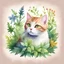 Placeholder: remove any animals in the picture. a watercolor art style of catnip treat, to be used as a game icon, dont make it colorful,