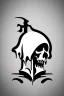 Placeholder: Extremely simple, fun and monochrome logo representing the face only of the grim reaper. Black on white background