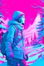 Placeholder: winter scene, abstract, vaporwave, female militant