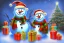 Placeholder: Impressionism, acrylic paint, pastel colors, christmas scene, snowman, christmas tree, christmas lights, wreath, presents, neo-dada