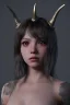 Placeholder: horns small sad eyes darkness girl demon body sacred soldier