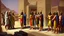 Placeholder: Phoenician soldiers received by the Pharaoh of Egypt for dinner