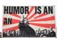 Placeholder: "Humor is an illusion!" propaganda poster