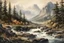 Placeholder: museum quality watercolor painting of the untamed American wilderness in the style of Karl Bodmer, rendered as an aquatint, with a fine art aesthetic, highly detailed , 8k UHD cinegraphic realism