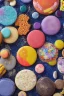 Placeholder: The map of the Solar System, made of macarons, candies and biscuits