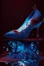 Placeholder: dark fantasy, intricate cover, a whimsical fairytale, translucent shoe made of blue glass with drops of crimson blood underneath