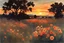 Placeholder: Amazing beautiful sunset, flowers, prairie, mountains, trees, epic, winslow homer watercolor paintings