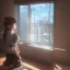 Placeholder: Anime, female student studying on window,perfect face, cool face, ultra detail, unreal engine 5, cinema4d, sun light, studio lighting --ar 1:1 --v 4