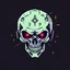 Placeholder: 8 bit pixelart cyberpunk skull,servitor, Comic style