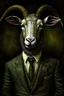 Placeholder: Victorian, goat head, spooky, creepy, portrait, suit, painting
