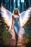 Placeholder: Beautiful Angel in Magical Forest full of lights colors, Photography Art Photoshoot Art Cinematic Soft Blur Colors - on Running Dramatic Pose