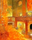 Placeholder: An orange colored crystal factory in a plague painted by Gustav Klimt