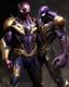 Placeholder: The combination of spider man and Thanos A brave warrior with a battle suit made of leather and robotic metal