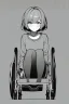 Placeholder: short hair girl passed out in a wheelchair, greyscale