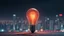 Placeholder: lightbulb with small city inside futuristic thought provoking photo realism